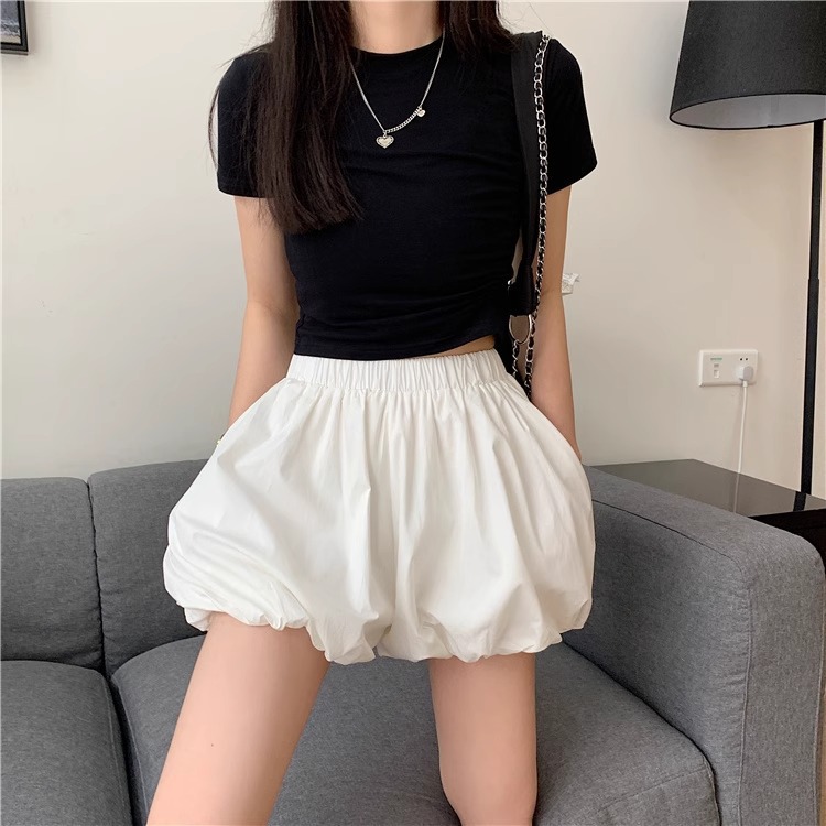 Picture of Short Skirt Wide Leg Bud Casual Staggered Waist Pants Slimming Loose Pumpkin Pants Bloomers Shorts Women's Summer 2024