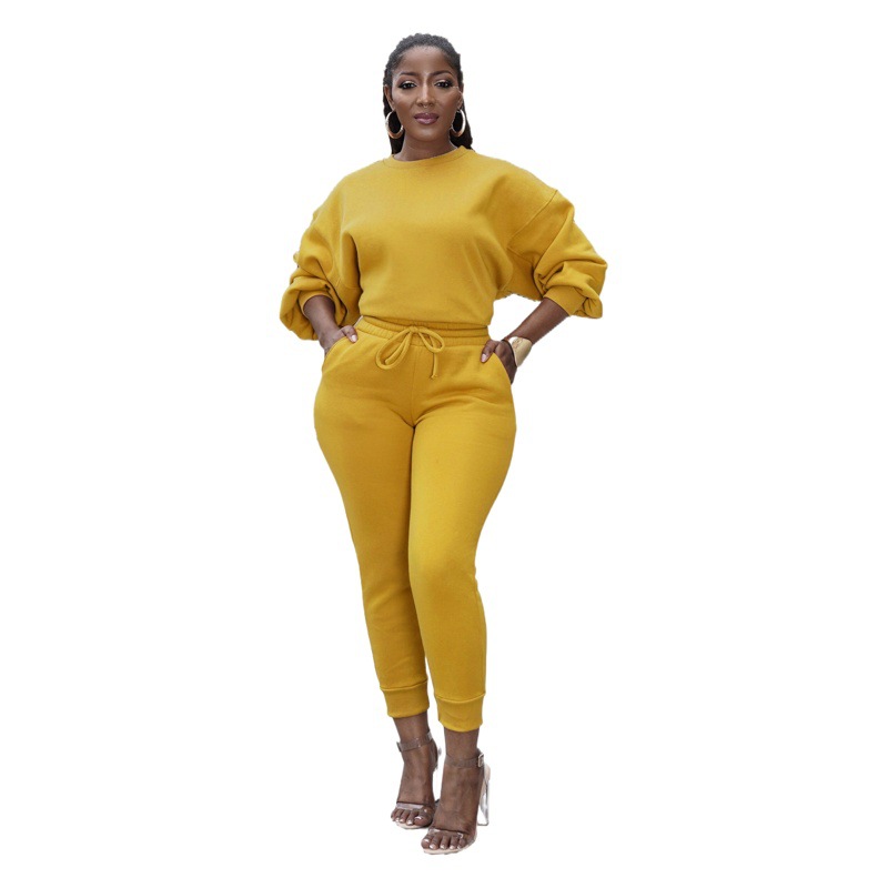 31177 European and American Women's Foreign Trade New Amazon Hot Autumn and Winter Women's Casual Fashion suit Two-Piece Set