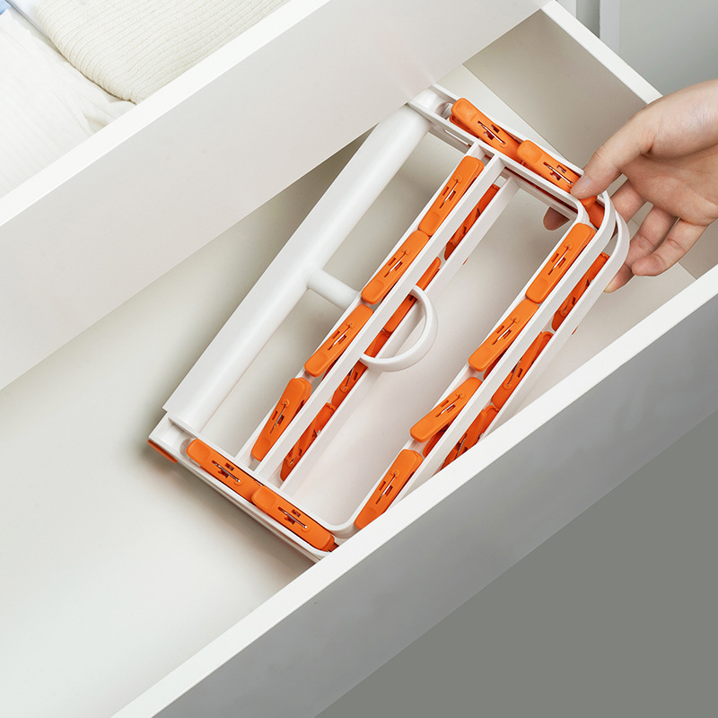 Picture of Household Clothes Rack Folding Clothes Drying Rack Storage Artifact Windproof Disc Clothes Rack Multi-clip Baby Socks Rack