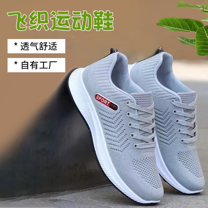 Summer Fly-Knit Sports Casual Shoes for Men, Breathable Low-Top Trendy Shoes, Round-Toe Lace-Up Mesh Shoes, Versatile Cloth Shoes, Fashionable