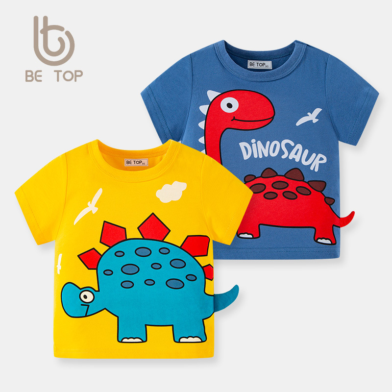 Picture of 2025 New Betop Kidsren's Clothing Kidsren's T-Shirt Summer Korean Style Boys Short-Sleeved Dinosaur Cartoon Top with a Sample