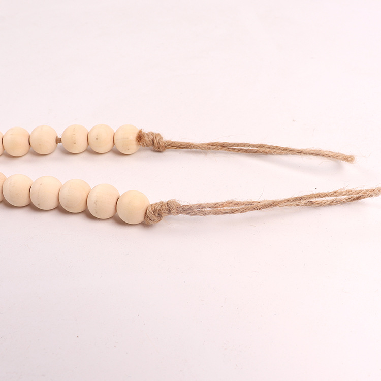 Picture of Amazon Hot Selling Home Decorative Beads Pendant Hemp Rope Tassel Wood Beads String Original Wood Color Superba Wood Beads Hanging Ornaments