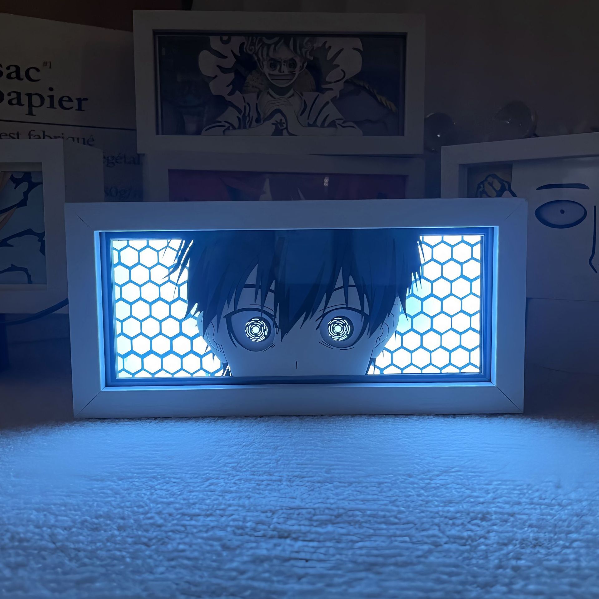 Animation BLUELOCK paper carving lamp blue prison night light day diffuse frame lamp decoration secondary peripheral gifts