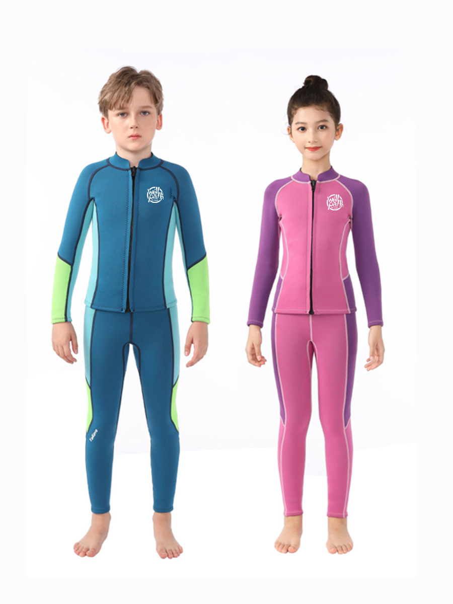 in stock 2.5mm Children's Diving Suit Boy's Swimsuit Warm Cold-proof Long Sleeve Sunscreen Snorkeling Suit for Women