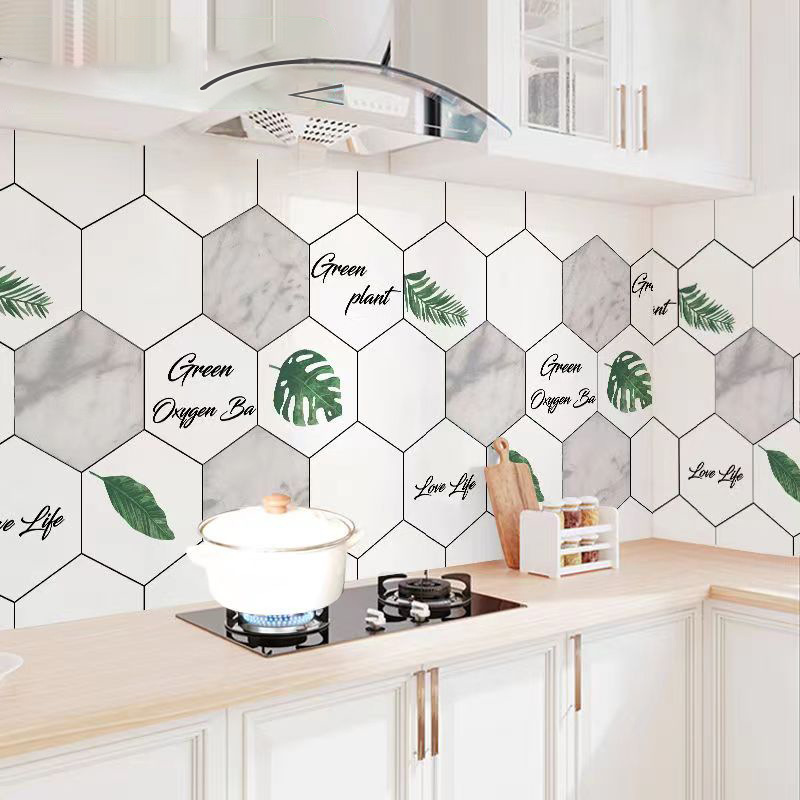Picture of Wholesale kitchen oil-proof stickers self-adhesive wall stickers bathroom renovation milk tea shop waterproof high temperature resistant stove wallpaper porcelain