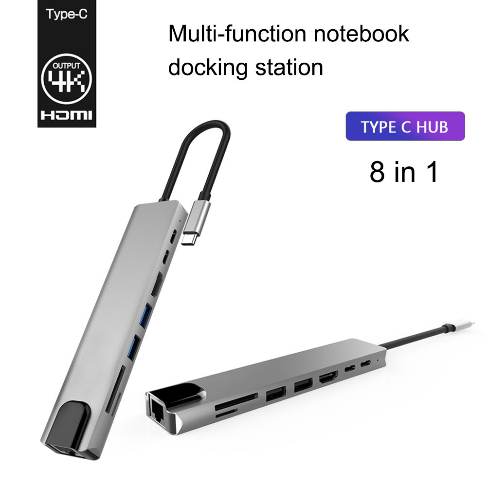 Picture of Typec to HDMI Expansion Dock Computer Switch Game Console Usbc to 100m Network Port Eight-In-One Docking Station