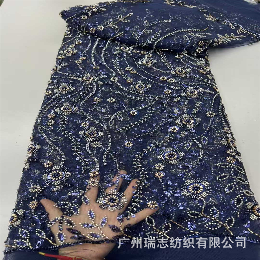 Picture of Full-Width Sequin Embroidered Fabric Lace Ethnic Lace Fashion Banquet Dress Fabric Embroidery Lace
