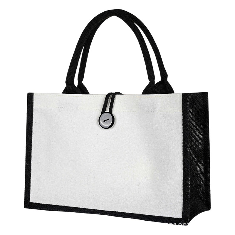 Spot wholesale blank sack diy hand painted sack linen bag Black jute bag stitching canvas bag