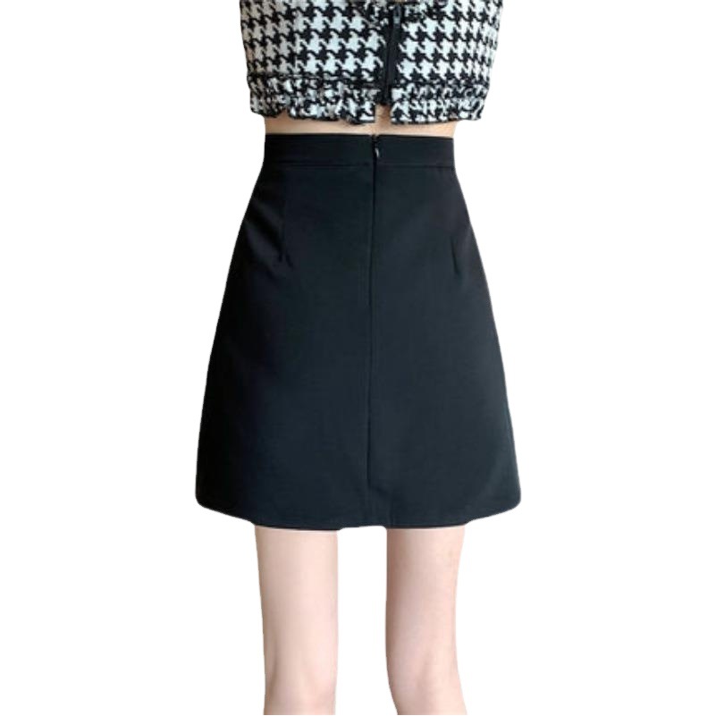 2024 New Autumn Women's Suit Hip-Hugging A-Line Short Skirt High-Waisted Anti-Exposure Black Slimming Half Skirt