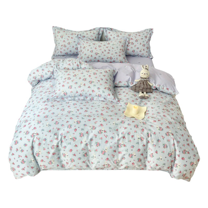 2025 four-season 60 small floral long-staple cotton four-piece set ins wind cotton quilt cover bedding set wholesale