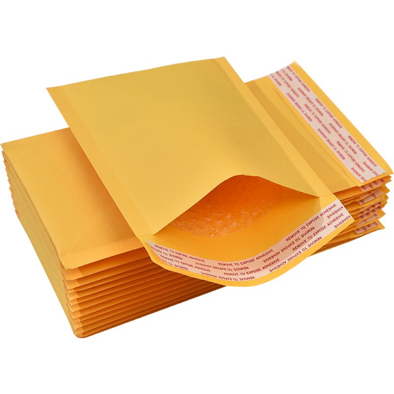 Yellow Kraft Paper Bubble Bag Wholesale Thickened Clothing Packaging Bag Waterproof Express Bag Book Packing Bag Envelope Bag
