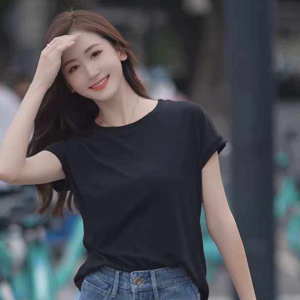 Picture of Feifei Sleeve T-shirt Women's Short Sleeve 2025 New Design Sense Niche Fashionable Slimming European Style Crewneck Top for Women