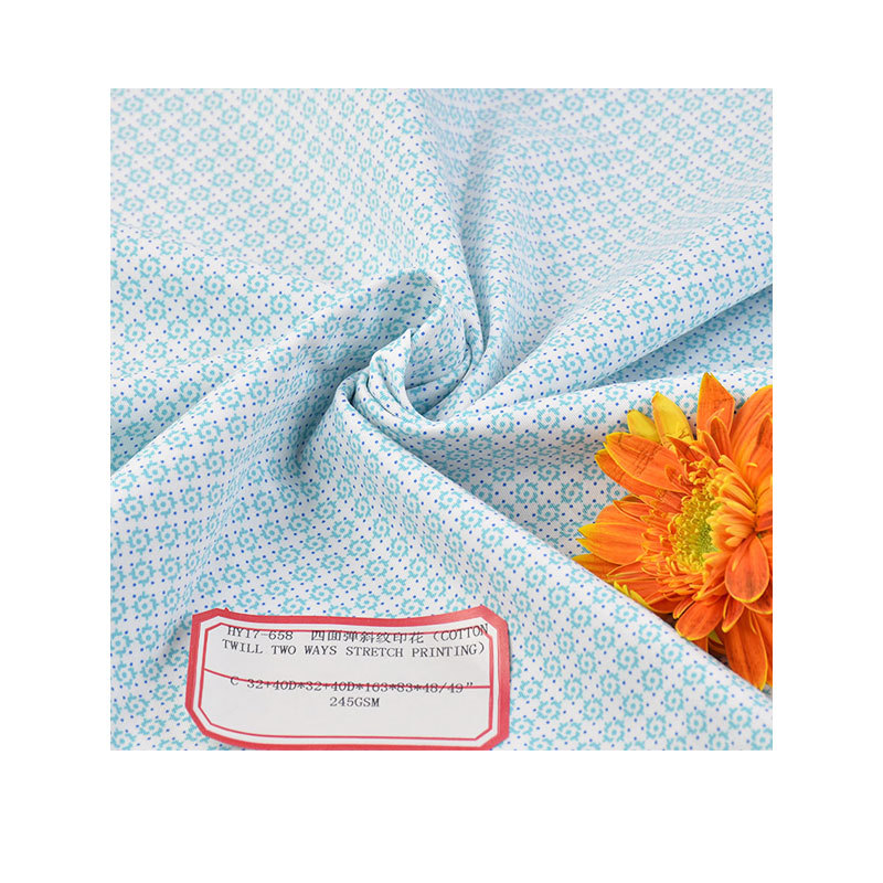 Woven cotton four-sided elastic printing elastic printing 92% cotton 8% spandex pants fashion tooling fabric