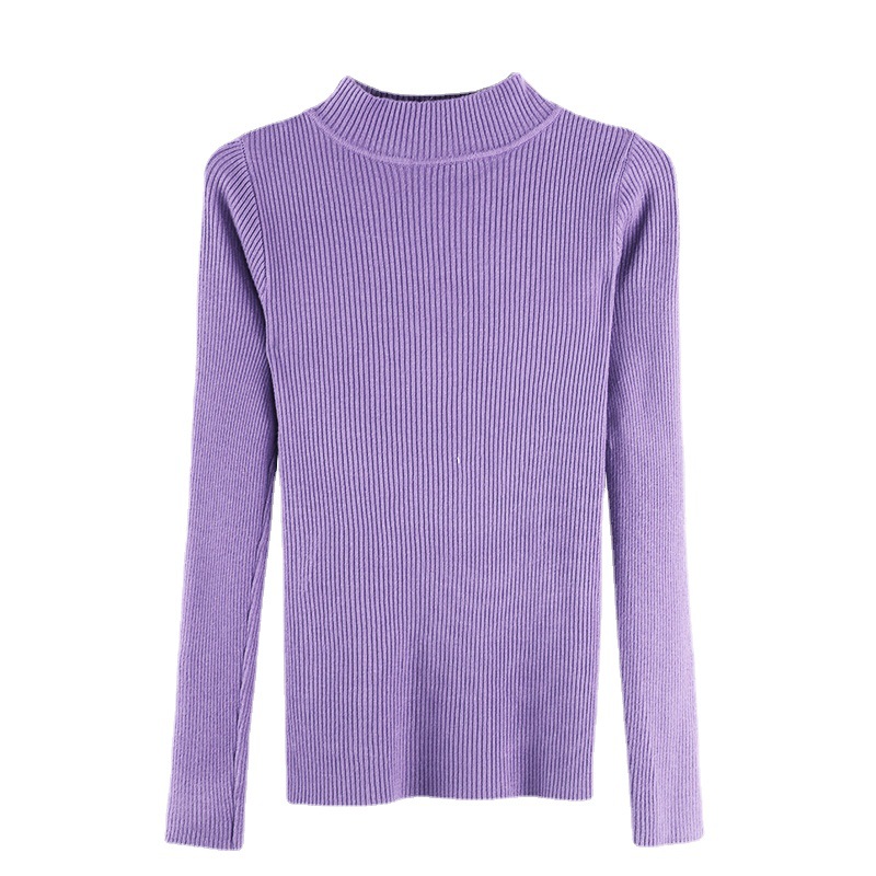Picture of Sweater women's 2022 new autumn and winter long sleeve inner Slim Korean base shirt half high collar pullover sweater wholesale