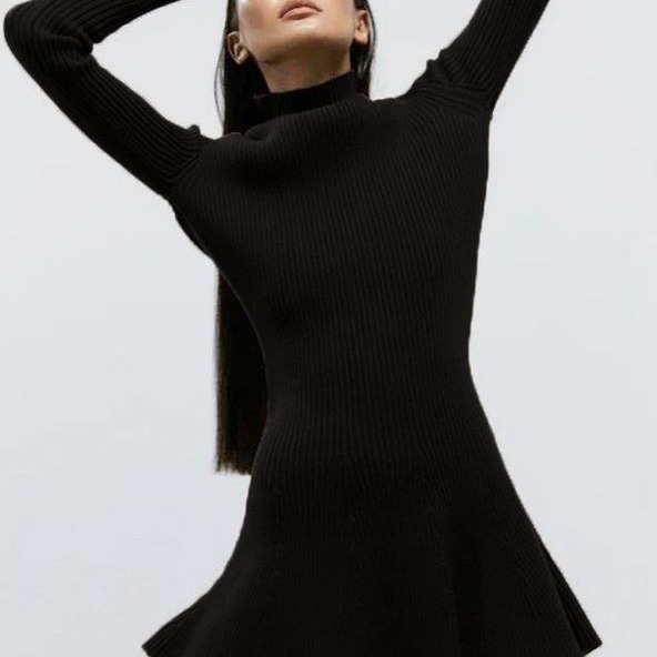 Picture of European and American Export 2024 Autumn and Winter Thick Turtleneck Sweater Knitted Petite Pullover Women's Sweater Dress Black Thick Style
