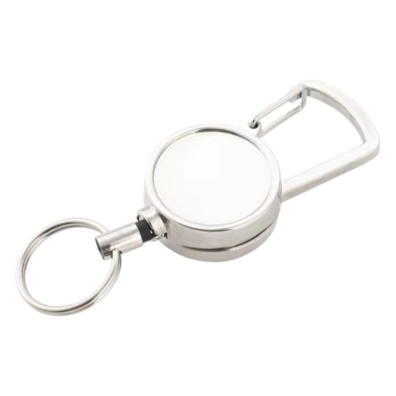 Factory wholesale 26mm 6 word carabiner full zinc alloy high quality all metal easy pull chain key hanging
