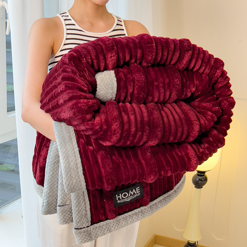 Picture of Rabbit velvet blanket thickened office nap blanket is air-conditioned sofa coral velvet lunch break shawl small blanket wholesale