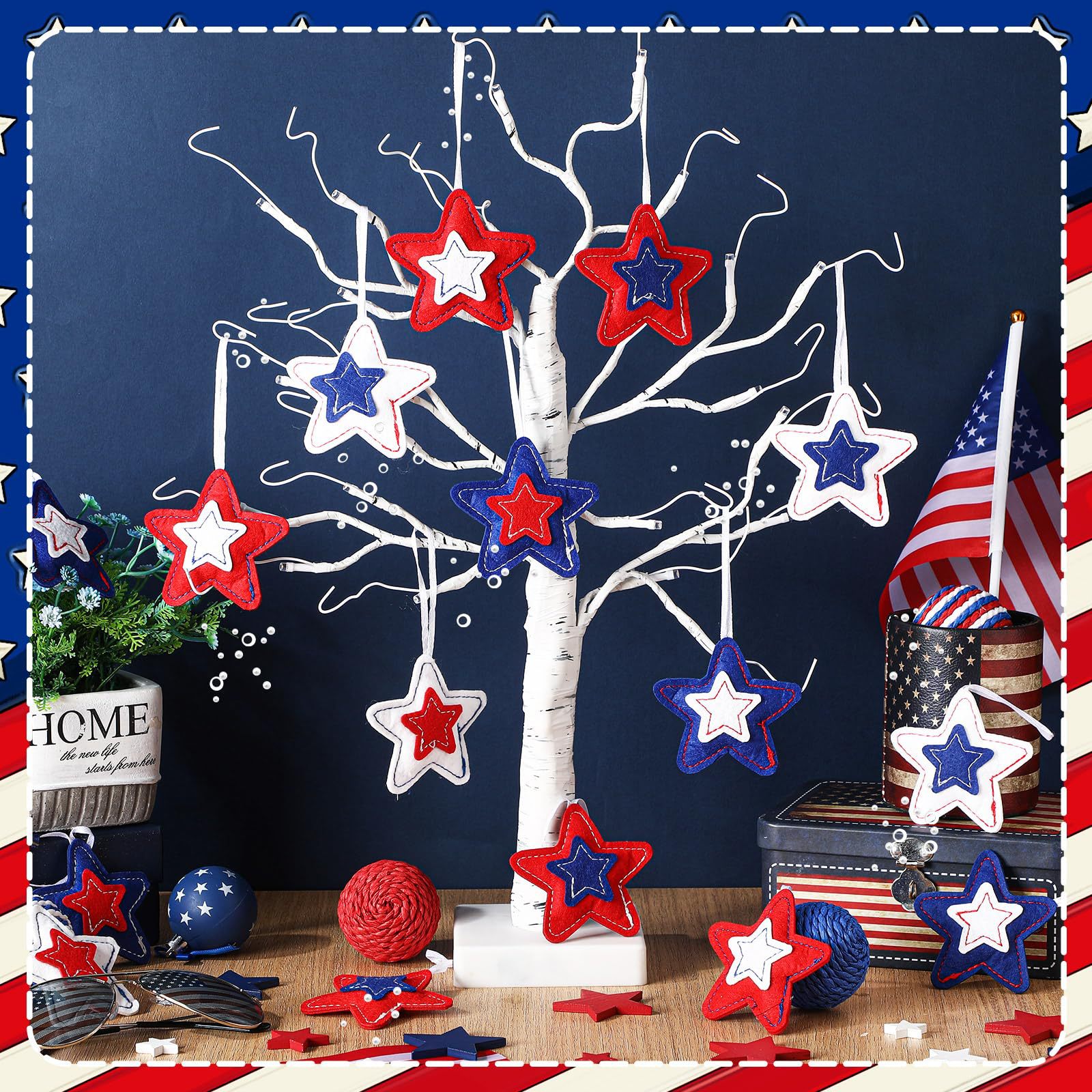 Amazon Star Felt Pendant Wholesale Independence Day Holiday Party Decoration Five-Pointed Star Felt Pendant Cross-Border