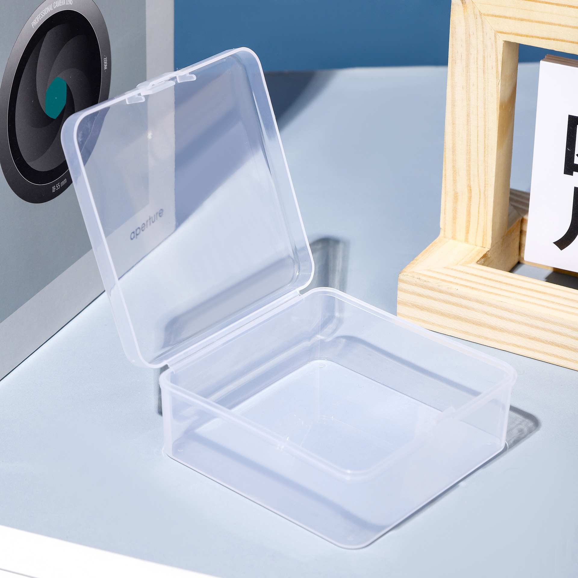 8.5 small square box transparent plastic jewelry nail art beaded string fishing gear box parts sample desktop storage box