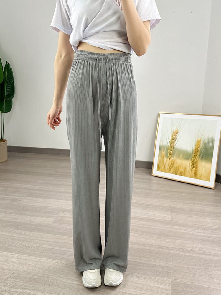 Picture of Cross-border Wide Leg Pants Factory Macaron Flower Thousand Bone Casual Pants Women's Foreign Trade Straight Pants Summer Jacquard Pants Women's Slim