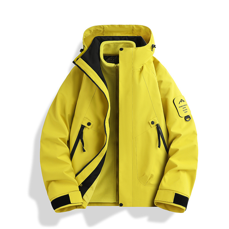 Picture of Three-in-one women's detachable autumn and winter two-piece outdoor windbreaker jacket men's water-repellent plus size mountaineering suit