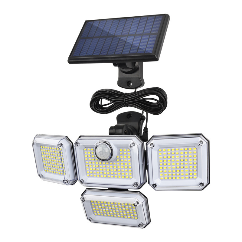 Four solar wall lamp 333LED human body induction wall lamp intelligent street lamp outdoor garden light for night market