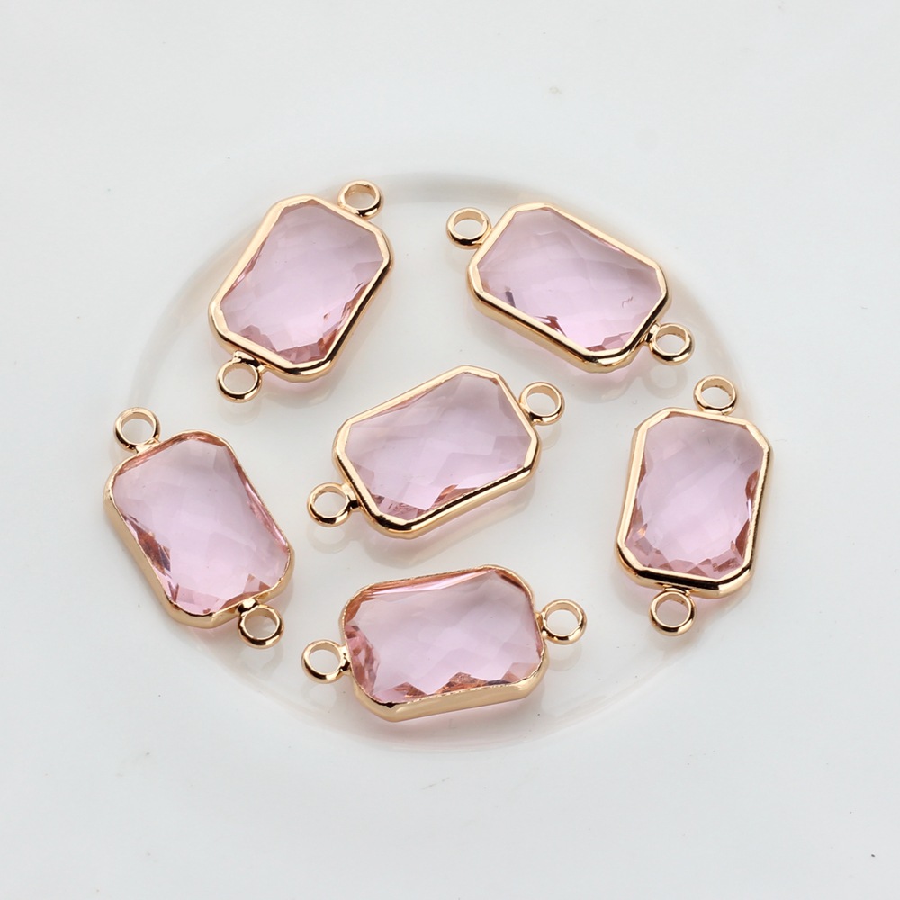 Picture of Copper-covered rectangular crystal cut double pendant small pendant production pendant earring accessories material wholesale
