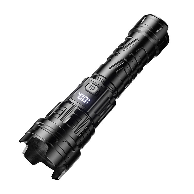 Picture of New strong flashlight super bright long-shot flashlight three-speed adjustment charged display multi-functional outdoor portable flashlight
