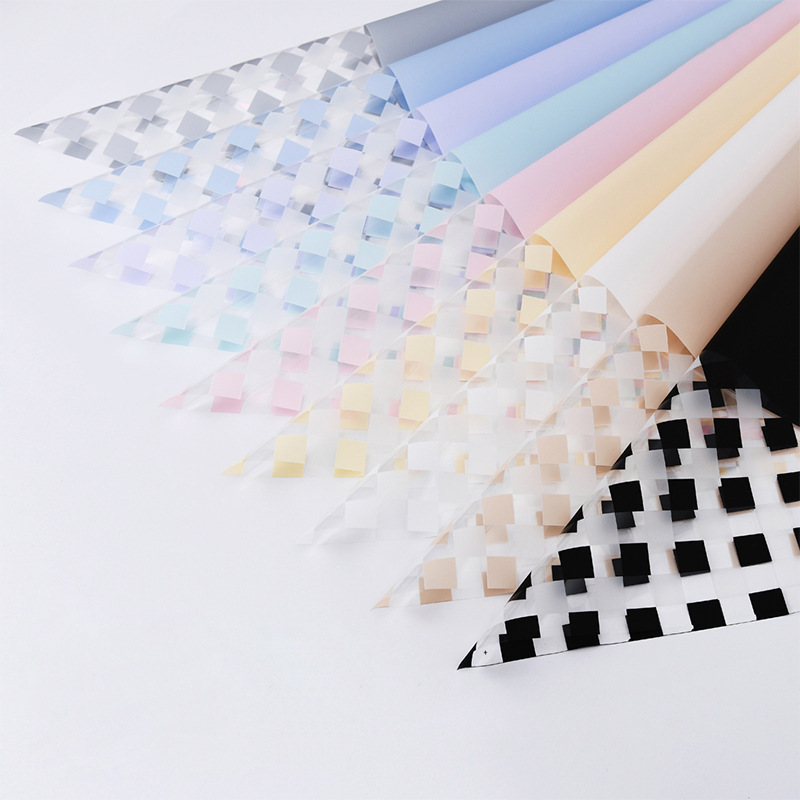 Wholesale Rubik's Cube Transparent Plaid Opp Cellophane Waterproof Floral Flower Wrapping Paper Flower Shop Rose Flower Wrapping Paper