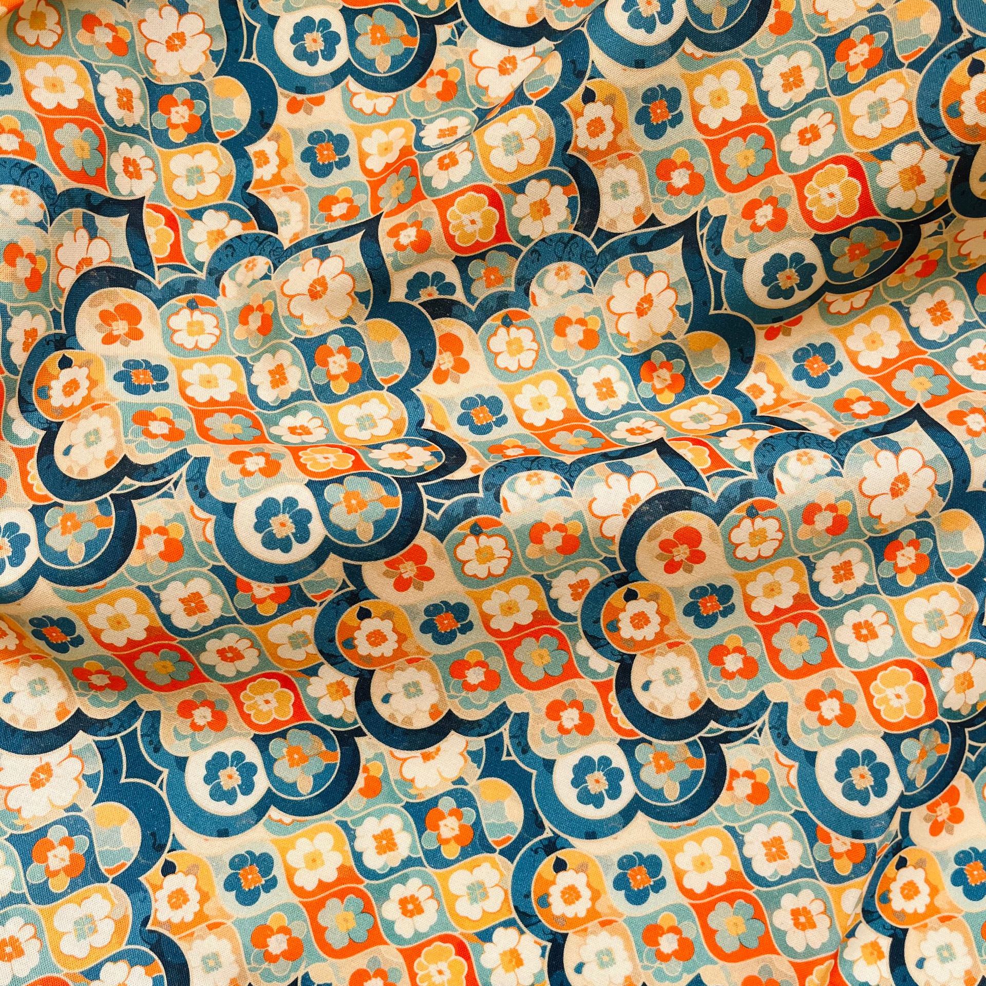 Picture of National style in stock supply cotton 20 cotton linen fabric digital printing children's shirt Hanfu fabric