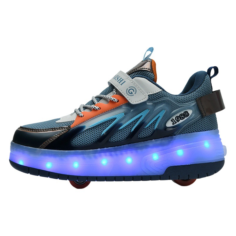 Children's Roller Shoes for Girls, Trendy Double-Wheel Walking Shoes, Student Invisible Roller Skates with Wheels