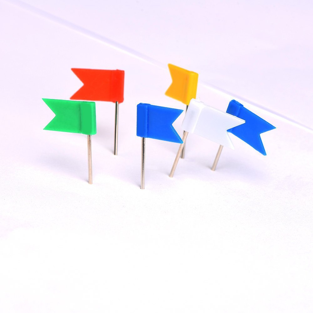 Picture of Creative pushpin long pin small flag nail colored flag nail map marking red flag nail Cork pushpin landmark nail 100 pieces/bag