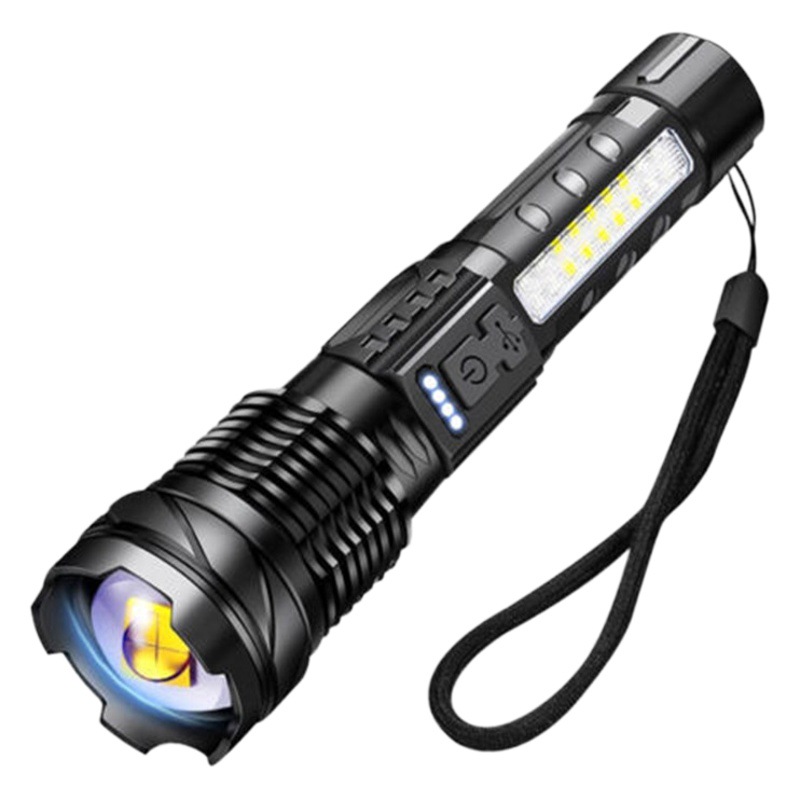 Strong flashlight fast type-c charging outdoor lighting white laser flashlight with power display work light