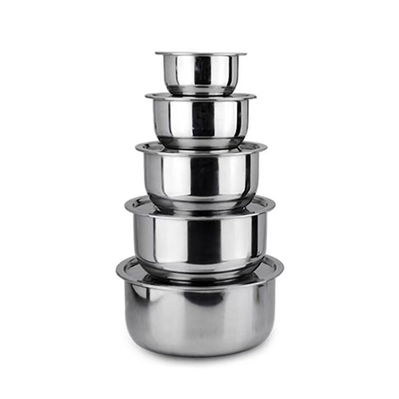 Picture of Stainless steel cooking pot with lid seasonings bowl salad bowl flavor cup steaming soup pot cross-border Southeast Asia three-piece set five-piece set