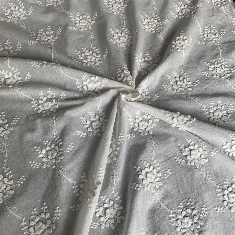Retro artistic three-dimensional convex embroidered cotton cloth embroidered lace fabric women's tablecloth embroidered cloth 135cm wide