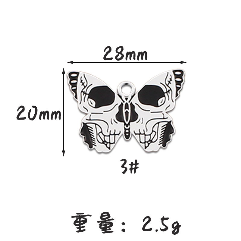 Picture of Halloween Skull Butterfly Card Moon Star DIY Handmade Jewelry Accessories Alloy Drop Oil Pendant Earrings Pendant