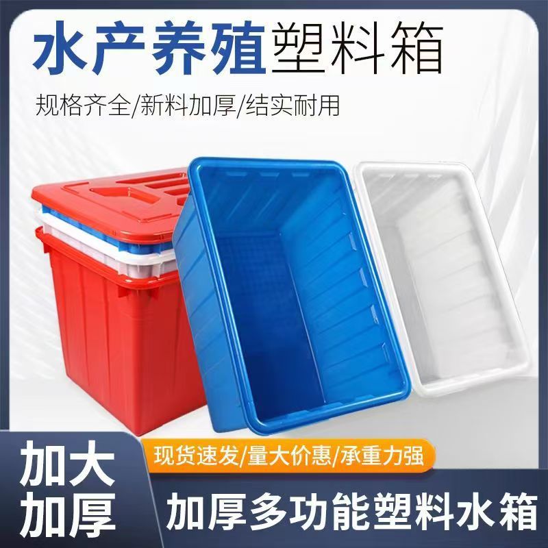 Turnover Plastic Water Tank Storage Box with Lid, Large Rectangular Aquaculture Fish, Turtle, Lobster and Crab