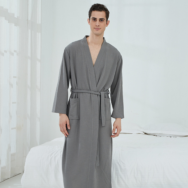 Picture of Cross-border Waffle Bathrobe Sauna Clothes Women's Thin Nightgown Long Couple's Home Clothes Hotel Bathrobe Men's Hair