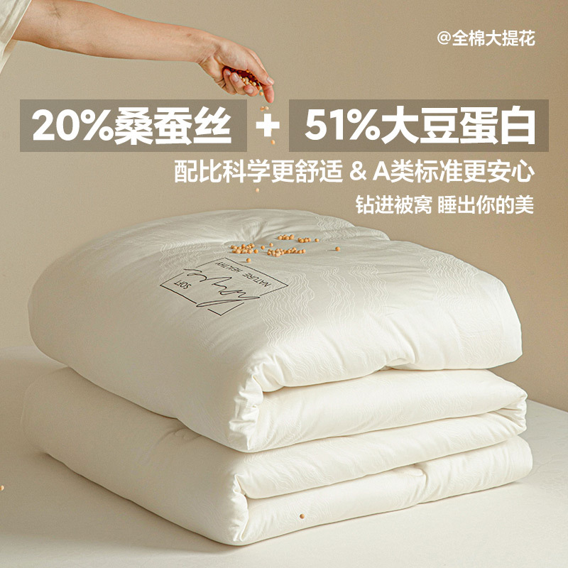 Picture of Class A Pure Cotton Mulberry Silk Soybean Quilt 60S Jacquard Quilt Core Winter Thickened Warm Zipper Spring and Autumn Quilt Core