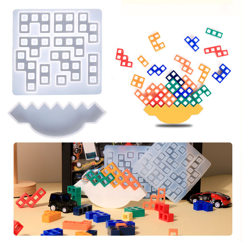Pompous diy shake stacking music children's educational mold building blocks toy stacking music silicone mold wholesale