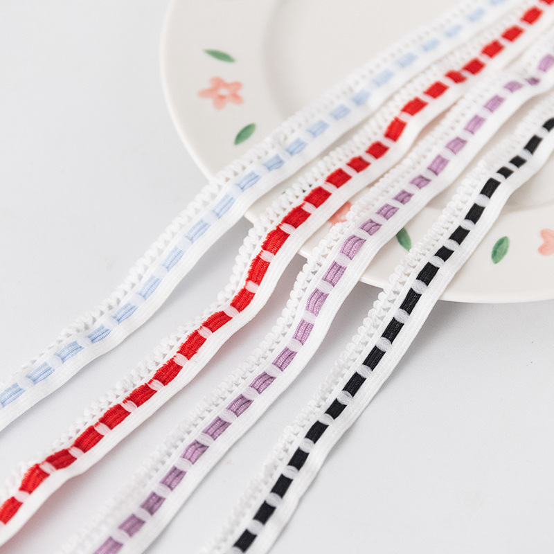 1.6cm wide red black purple blue color elastic flower bud ribbon bra underwear clothing decorative elastic band in stock