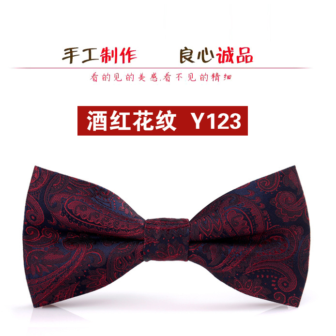 Picture of Bow tie men's wedding wedding groom best man Korean suit wine red red men's bow tie fashion