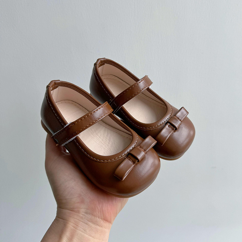 Picture of Tongku rabbit retro girls' leather shoes Spring and Autumn new children's single-layer shoes low-cut little girl's peas shoes soft-soled baby shoes