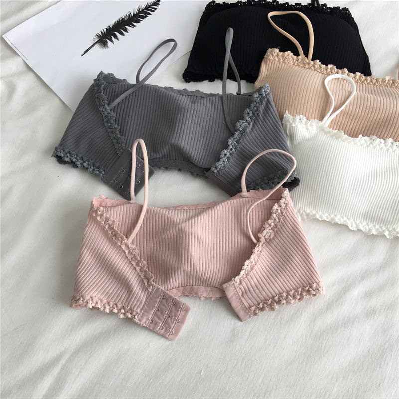 Picture of Cross-border One-line Wai Pure Cotton Sling Strapless Beautiful Back Girl's Non-steel Rings with Chest Pad with Row Buckle Underwear Student