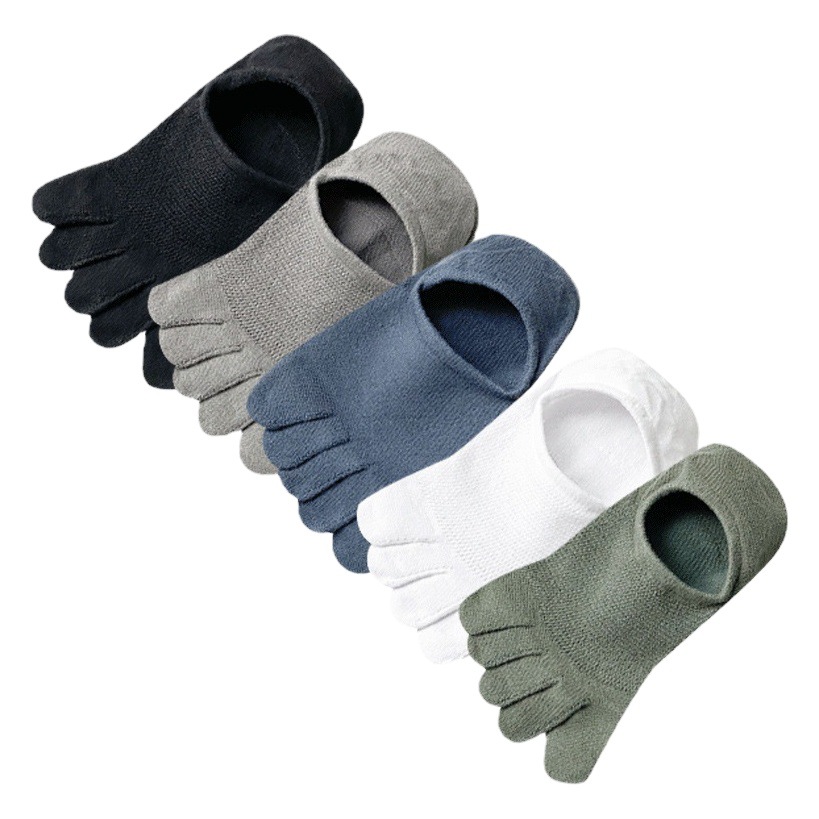 Five-Finger Socks Men's Summer Thin Mesh Socks Breathable Sweat-Absorbent Shallow Mouth Invisible Boat Socks Men's Sports Split Toe Socks
