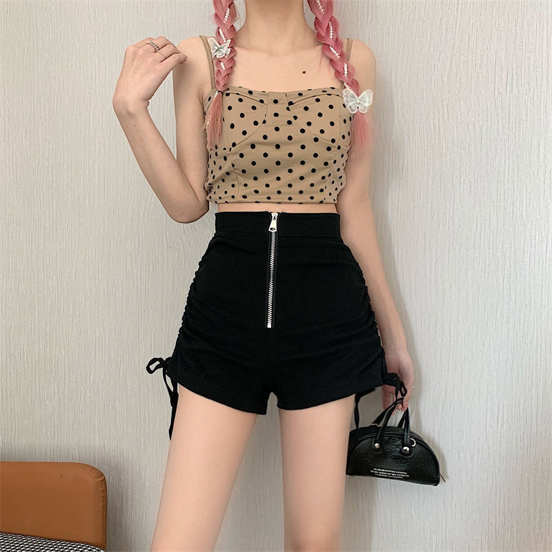 2024 New Summer Style Large Size Fat mm Wide-Leg Pants for Women High-Waist Slim Zipper A-Line Shorts Black Casual Hot Pants