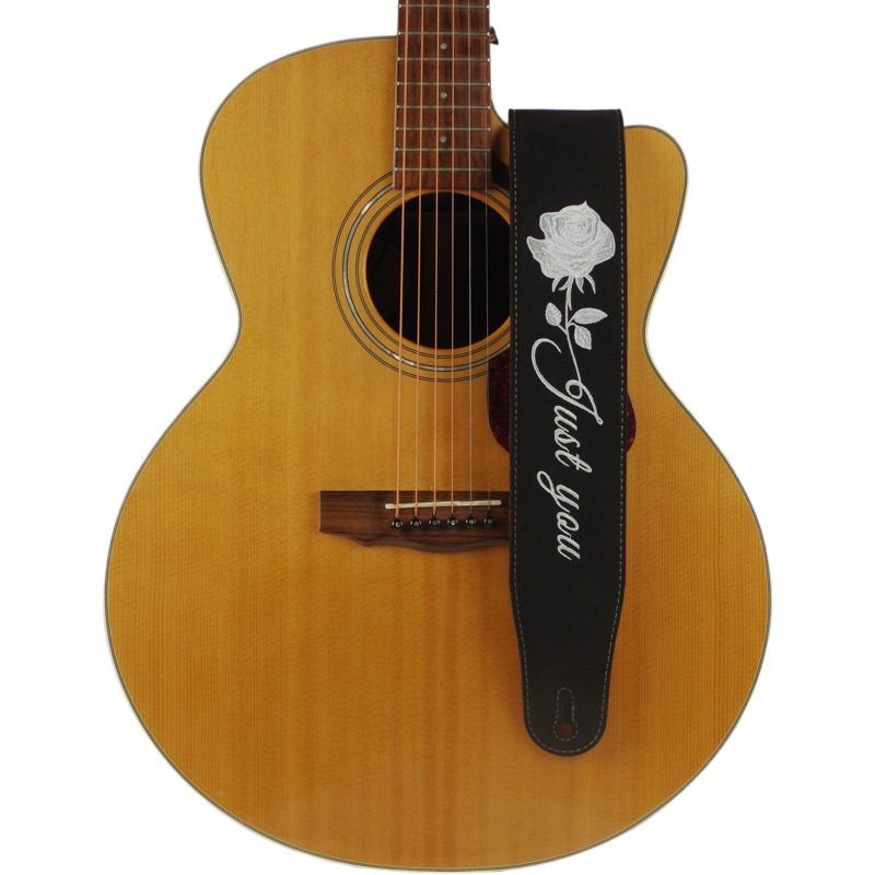 Double-sided Guitar Strap Bass Bakelite Acoustic Guitar Universal Embroidered Strap Suede Leather Staple Cotton Shoulder Strap