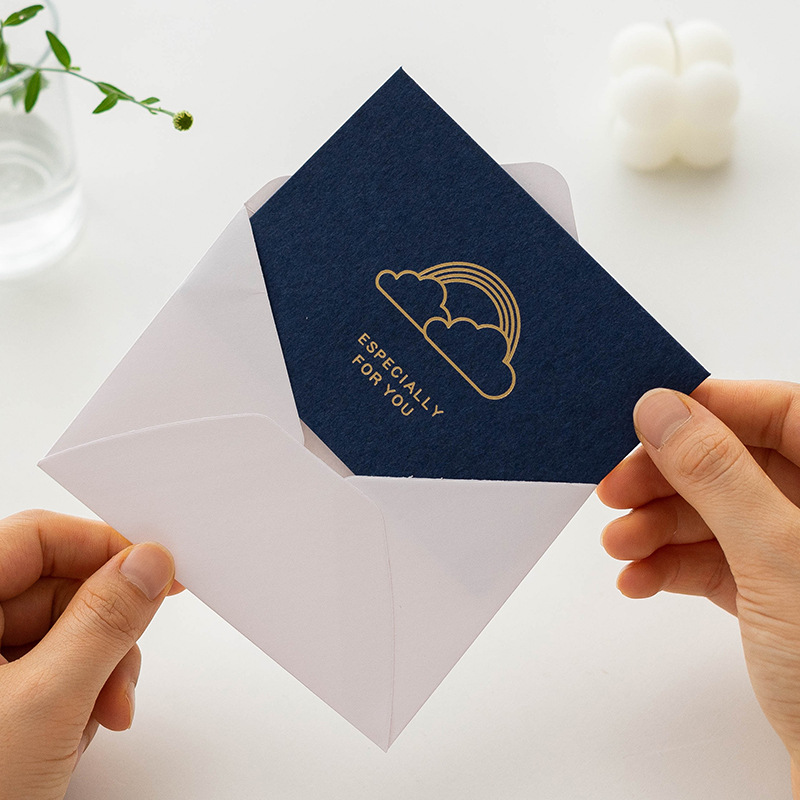 Picture of Senyu Ye Korean Hot Stamping Creative Birthday Holiday Thank You Blessing Message Card Simple Business Greeting Card with Envelope