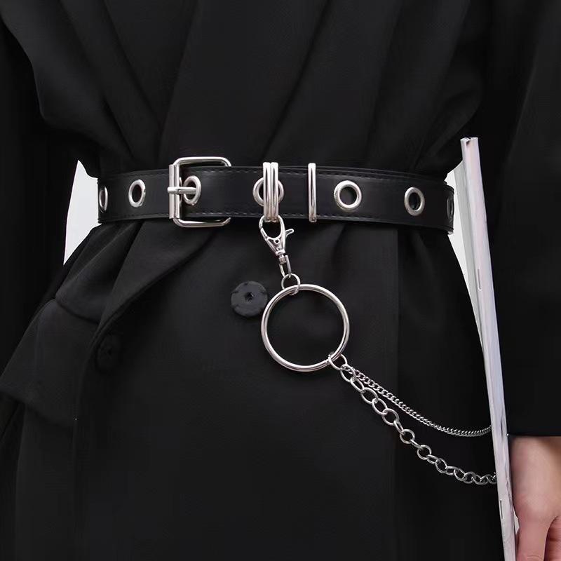 Belt Women's Wide Suit Sweater Skirt Punk Style Decorative Chain Auto-eye Belt Women's Waist Chain Accessories Punch-free