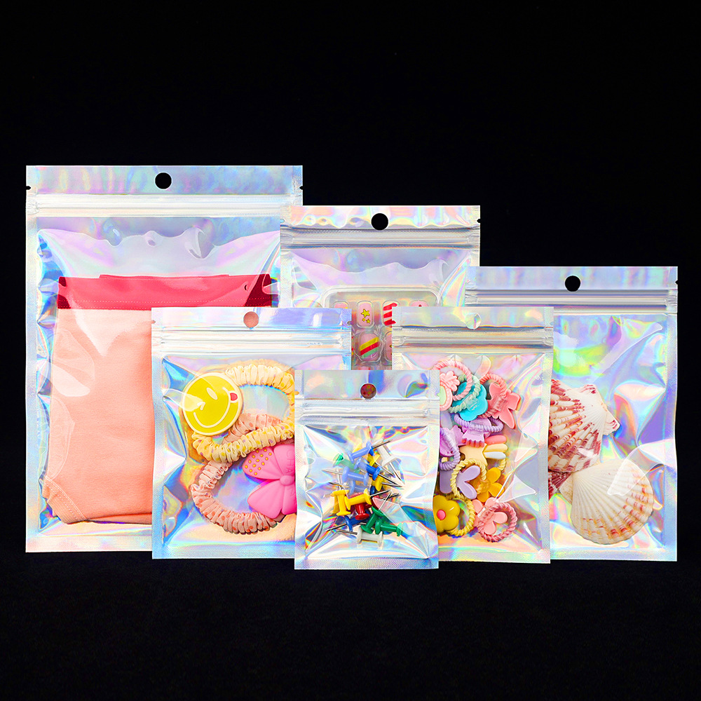 Picture of Laser Self-sealing Bag Yum Magic Color Bag Data Line Yin and Yang Bag Digital Flash Aluminum Foil Plastic Bag Jewelry Bag